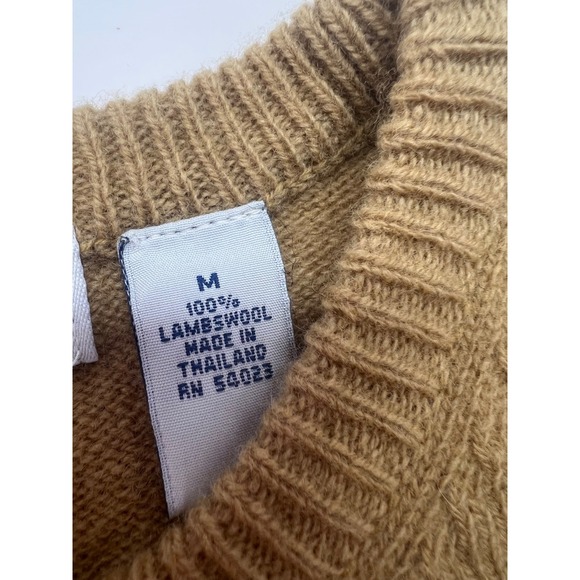 Old Navy Sweater Medium Crewneck Pullover Tan‎ 100% Lambswool Chest 36" - Picture 5 of 5